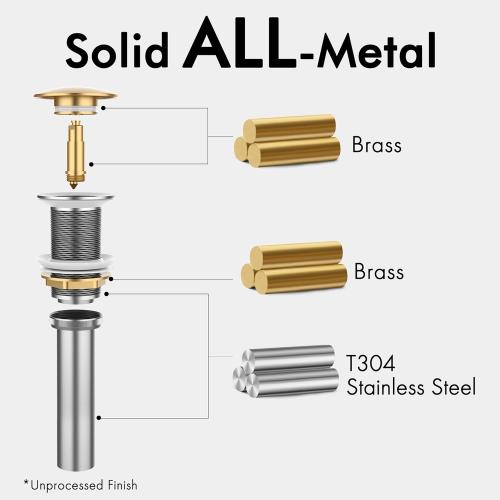 KES Bathroom Sink Drain Without Overflow Vessel
