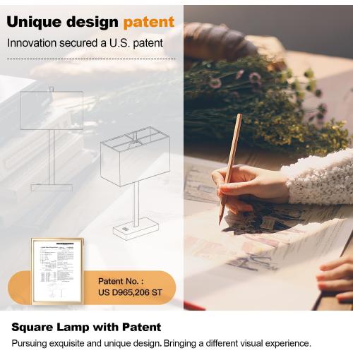 21 Set of 2 Touch Control Table Lamps with 2 USB & AC Outlets, 3-Way Dimmable Modern Nightstand Lamps for Bedroom Living Room Office Reading, White Shade Bedside Lamps, 5000K LED Bulbs Included.