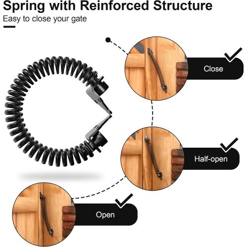 skysen 14 Fence gate Spring self Closing and Adjustable for Wooden or Vinyl Fence,Carbon Steel,Black(gate spring-14)