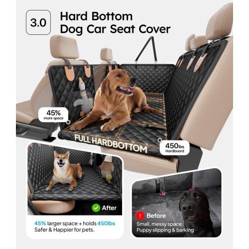 Wigoo 2025 Upgrade Dog Truck Seat Cover for Back Seat [400lbs Hard Bottom, Heavy Duty Material] Anti-Scratch Waterproof Backseat Pet Extender Hammock for Car, Fits Large Sedan SUV Truck Van, Size XL