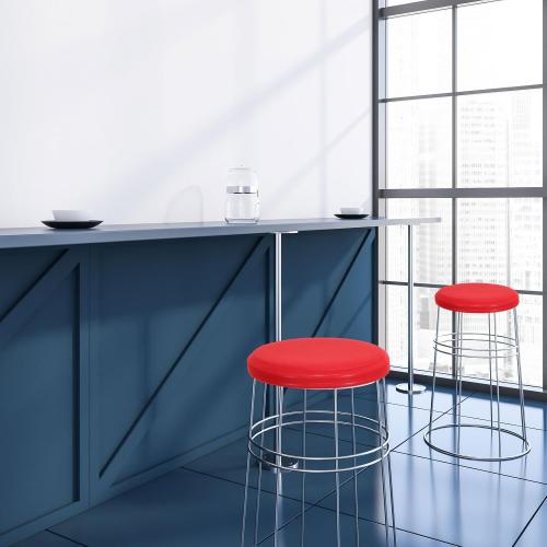 uxcell Round Bar Stool Covers, 2 Pack Round Seat Cover Dia.11-13, PU Non-Slip Circle Stool Cover for Chairs Stool Slipcovers, Red