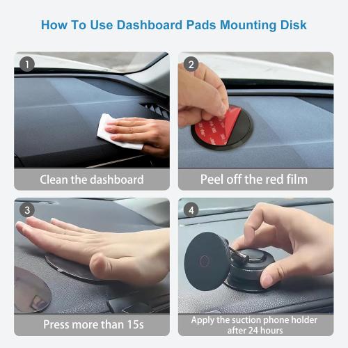 Dashboard Pad Mounting Disk for Suction Cup Phone Mount, 3Pcs 3.15 Ultra Sticky Heat-resistant Replacement Disc for Car Dashboard, Vacuum Suction Phone Holder, Dash Mount, GPS Holder Suction Mount