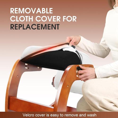 Ergonomic Kneeling Chair,Adjustable Height Kneeling Chair Improve Posture and Relife Back Pain,Soft Memory Arc-Pad and Wood Rocking Knee Chairs,Ideal for Office Home Desk,Brown