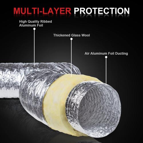 4 Inch Insulated Flexible Duct,HVAC Insulation Duct,25 Feet Insulated Duct, 4 in Insulated Duct Hose, R4.2 Air Flexible Duct Aluminum Hose 4''25' Long,for HVAC Flex Ductowrk