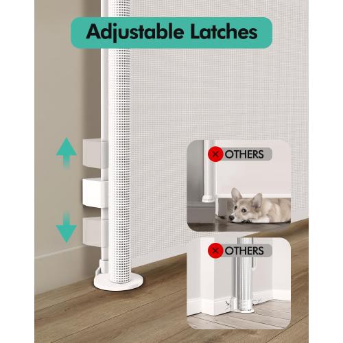 Retractable Baby Gates, Mesh Dog Gate for Doorways, 33.6 Tall, Expands to 55 Wide,Pet Safety Essential Fit for Baseboards, Wide Toddlers Gates for Hallways, Indoor & Outdoor,White