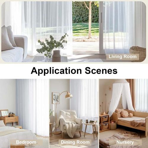 OWENIE White Sheer Curtains 96 Inches Long, Elegant Sheer Curtains for Bedroom, Window Voile Sheer Curtain Panels/Drapes/Treatment for Living Room, 2Pcs, Each 42 W x 96 L