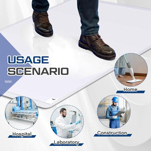 Nuanchu Adhesive Mat Pad Include 1 Sticky Non Slip Base Pad 2 Tacky Dust Mats Construction of 30 Sheets (60 Sheets Total) for Clean Room Science Lab Matting Laboratory Hospital(White,24x36 Inches)