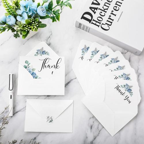Fumete 50 Set Funeral Thank You Cards, Flower