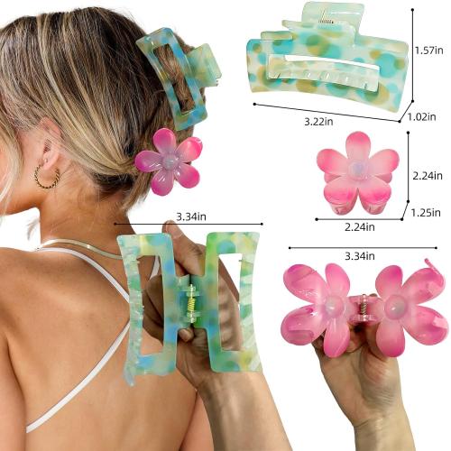 Hair Accessories Gift Set: Nonslip Big Cute Hair Claws, Medium Flower Hair Clips for Thick/Thin Hair, Hair Styling Accessories for Women/Girls