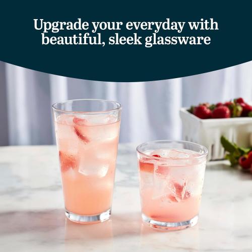 Libbey Flare Rocks, Glass Tumbler Set, Stylish Lead-Free Drinking Glasses Set of  Dishwasher-Safe Glass Cups Set for Daily Use and Parties