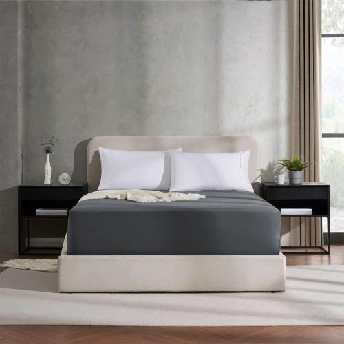 Nestl Grey Extra Deep Pocket Fitted Sheet Queen, Hotel Luxury Queen Fitted Sheet Only Easily Fits 18 to 24 Inch Mattress, Super Soft, Wrinkle-Free, and Breathable Bottom Sheets with Corner Straps