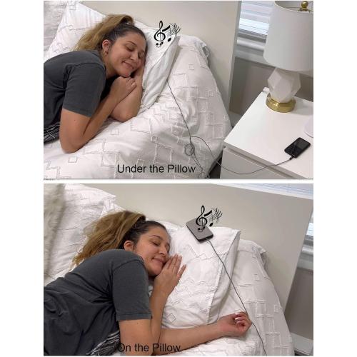 Pillow Speaker Wired for Sleeping, Sleep Headphones with Ultra Thin Stereo Speakers Perfect for Side Sleeping,Sports,Travel,Meditation and Relaxation Black Grey