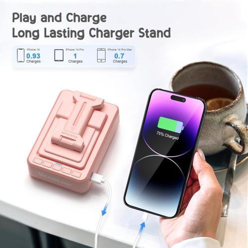 TechGlow Gifts for Men Women Foldable Cellphone Stand with Charging Function Birthday Gift Idea for Mom Dad Cool Gadget Tech Gifts-Pink