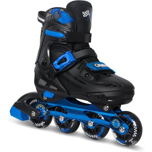 Nattork Kids Inline Skates Adjustable Light up Wheels Blades Roller for Boys Girls- TeenYouth Age 6-12 - Cool Racing Car Decorations Indoor Outdoor Birthday Gift for Son and Grandson ( 10 C - 13C)
