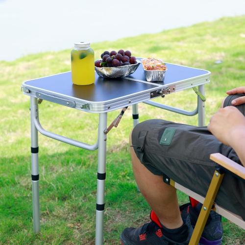 Portable Camping Table, Adjustable Height Aluminum Folding Table, Lightweight & Compact, Outdoor Picnic Table for Camping, Hiking, Beach, BBQ, Travel