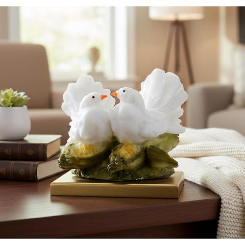 Color White eSplanade Love Birds Showpiece | Bird Statue Romantic Couple Gift Decorative Showpieces Items (White)