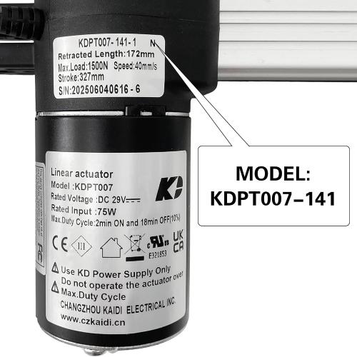 Linear Actuator Kaidi Model KDPT007-141 Power Recliner Lift Chairs Motor | Stroke: 327mm, Minimum Install Dimension: 172mm, Electric Sofa Motor Replacement