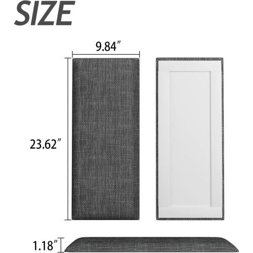 Upholstered Wall Mounted Headboard, Acoustic Wall Panel, Peel and Stick Wall Padding Panel, Dark Grey Dorm Towel Fabric, 9-Pack