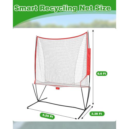 Portable Tennis & Pickleball Recovery System Net, 6 x 7ft Portable Polyester Mesh and Fiberglass Frame, Ball Recycling Net for Tennis Ball Machine, Collapsible Pickleball Trainer for Indoor/Outdoor