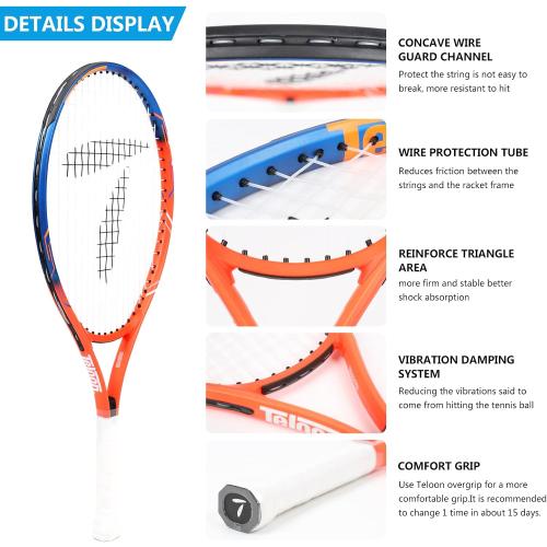 Teloon Kids Tennis Racket, 19-25 Inch Youth Tennis Racquet with Cover, Junior Tennis Racquet for Kids Children Boys Girls Age 3-12.