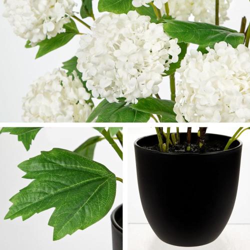 DILATATA Artificial Hydrangea Plant in Pot, 13 Heads Full Bloom Faux Hydrangea Flowers, Realistic White Potted Hydrangeas for Home Decor, Table Centerpiece, Office Desk,Indoor Hydrangea Flower Plants