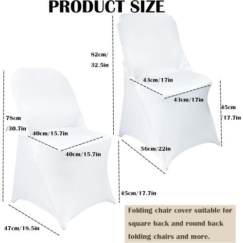 10PCS Stretch Spandex Folding Waterproof Chair Covers,Universal Fitted Chair Cover Protector for Wedding Party Banquet Holidays Celebration Decoration(White)