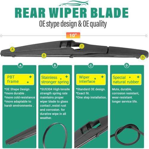 26 16 10 Windshield Wiper Blades Replacement for Toyota RAV4 2013 2014 2015 2016 2017 2018 Premium All Weather Front Rear Wipers Set - OEM Quality (Pack of 3)