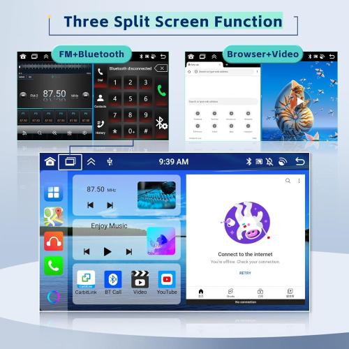 Eonon [8-Core 4 64G] Double Din 7 Inch Android 15 Car Stereo with Wireless Carplay Android Auto, HD Touch Screen Head Unit with GPS WiFi Bluetooth5.0 FM/RDS Radio 32EQ DSP 59UI SWC Backup Camera MIC