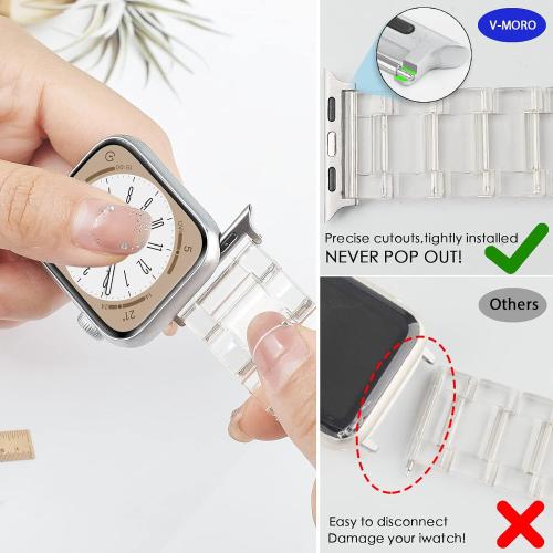 Size 42mm/41mm/40mm V-MORO Resin Bands Compatible with Apple Watch Band 42mm/41mm/40mm Series 11/10/9/8/7 Fashion Lightweight Bracelet Replacement with Stainless Steel Buckle for iWatch Series 6/SE/5/4/3/2/1(38/40/41/42mm)