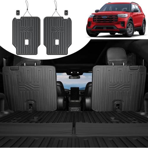 Second Row Backrest Kick Mat for 2020-2025 Ford Explorer 6 Passenger, All Weather 2nd Back Seat Cover Protector for 2025 2024 2023 2022 2021 2020 Ford Explorer Accessories - missing one