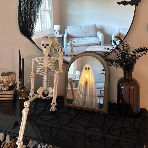ORIENTAL CHERRY Halloween Decor - 11 x 13.8 Light Up Ghost Mirror