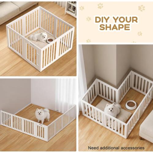Dog Playpen Indoor,Puppy Playpen,White 23.6 H, 8 Panels | Dog Play Pen Indoors with Open View, Tool-Free Setup, Multi-Shape Setup, Dog Pen for Dogs, Cats & Puppies