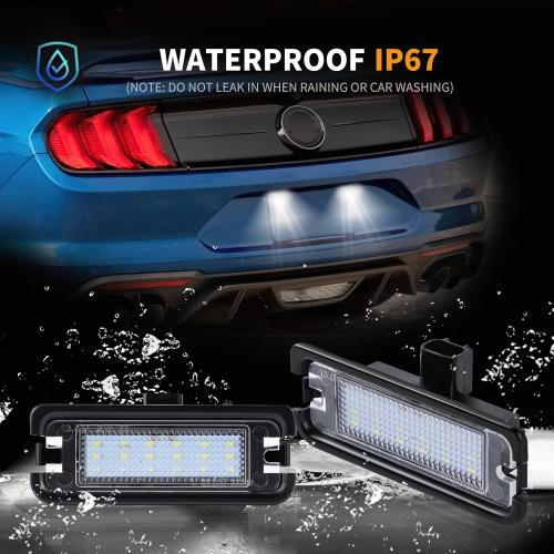 LED License Plate Lights Compatible with Ford Mustang 2015-2023 Rear Tag Lamps 6000K White, 2PCS