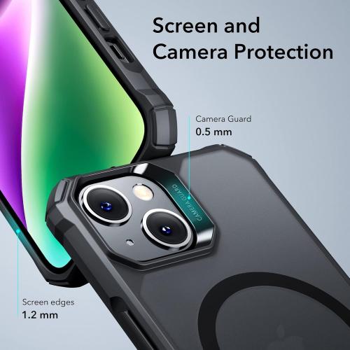 ESR for iPhone 14/13 Case, MagSafe Compatible, Military-Grade Protection, Shock-Absorbing Corners, Scratch-Resistant, Anti-Yellowing Acrylic Back, Slim Protective, Air Armor Series, Frosted Black
