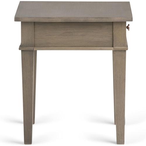 SIMPLIHOME Carlton SOLID WOOD 18 inch Wide Square Transitional End Side Table in Farmhouse Grey for the Living Room and Bedroom