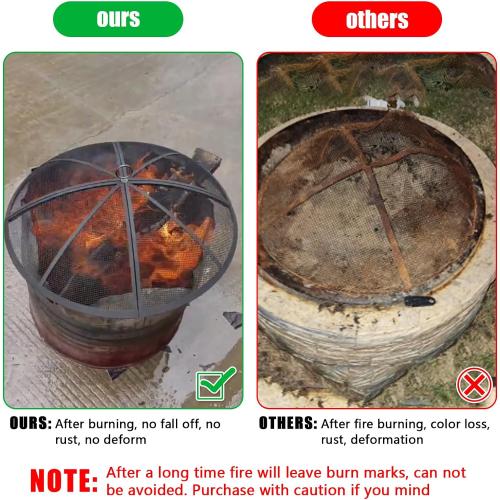 Fire Pit Spark Screen, Fire Pit Screen 36 Inch Round with Handle & Poker, Collapsible Heavy Duty Mesh Fire Pit Cover Fire Pit Lid for Outdoor/Patio/Backyard/RV Camping/Beach