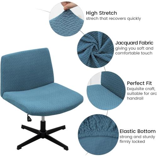 MIFXIN Armless Office Chair Cover Stretch Soft Wide Seat Mid Back Accent Chair Swivel Computer Vanity Chair Slipcover Furniture Protector Without Arms, Only Covers, NO Chair (Blue)