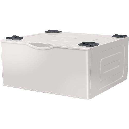 SAMSUNG 27-Inch Washer Dryer Pedestal Stand w/ Pull Out Laundry Storage Drawer, Stainless Steel, WE402NE/A3, 28.1D x 27W x 14.2H, Ivory