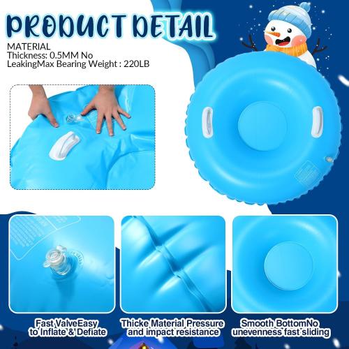 Shappy 2 Pack 36'' 40'' 47'' Snow Tube Inflatable Snow Sleds Heavy Duty Sleds Adults for Winter Outdoor Sports Toboggan with Handles Thickened Bottom