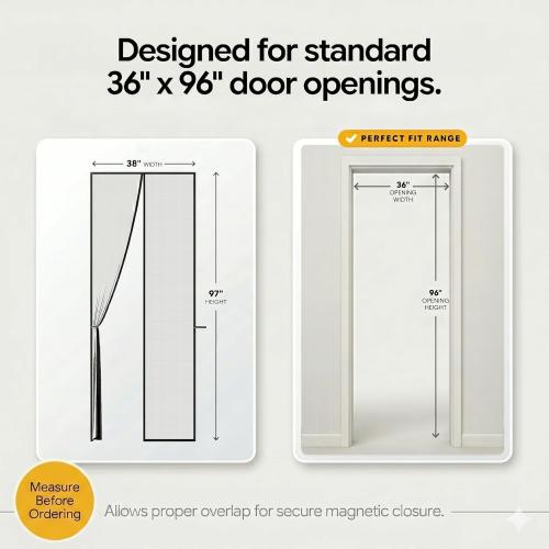 AUGO Magnetic Screen Door - Self Sealing, Heavy Duty, Hands Free Mesh Partition Keeps Bugs Out - Pet and Kid Friendly - Patent Pending Keep Open Feature - 38 Inch x 97 Inch