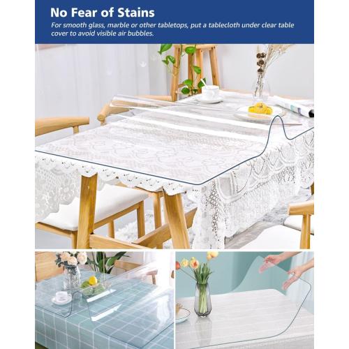 Size 8X48 Inch Clear PVC Table Cover 1.5mm Thick Crystal Table Topper Protector Rectangular Vinyl Plastic Desk Pad Transparent Tablecloth for Side End Table Night Stand Dresser