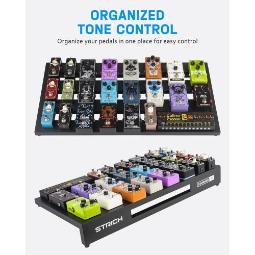STRICH Guitar Pedal Board Extra Large Size, Aircraft Grade Aluminum 2.9lb Lightweight Pedalboard 25'' x 12.7'' x 2.83'' Effect Pedals board with Carry Bag, STANDARD 25 (Angled)