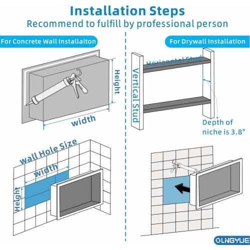 12x24 Bathroom Shower Niche Shelf: Double Layer Stainless Steel No Tile Needed - Recessed Wall Niches Box for House Decoration - Brushed Nickel