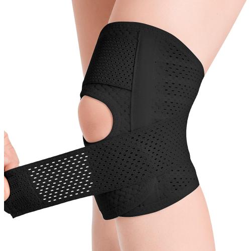 Color Black Knee Brace with Side Stabilizers Relieve Meniscus Tear Knee Pain ACL MCL Arthritis,Joint Pain Relief, Breathable Adjustable Knee Support Suitable for Men and Women with Sports Injuries