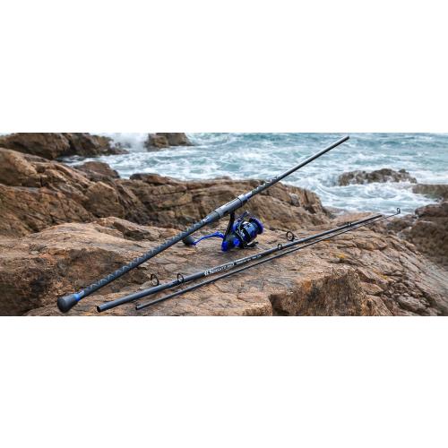 Sougayilang Spinning Reel and 2-Piece Fishing Rod Combo, Durable Graphite & Fiberglass Rod, Split-Grip Cork Handle,Right/Left Handle Position