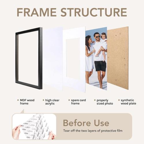 TWING 8x8 Picture Frames 3 Pack, Black 8x8 Frames Display Picture 5x5 with Mat, Square Family Picture Frame Tabletop or Wall Mounting, Ideal Gift for Mother's Day/Birthday Day