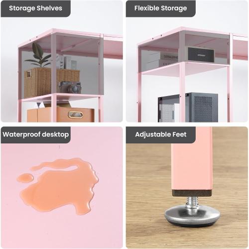 MINOSYS Computer Desk 55-inch with Storage Shelf - Gaming Desk for Bedrooms, Small Spaces, and Home Offices Modern Writing Desk for PCs. (Colors vary)