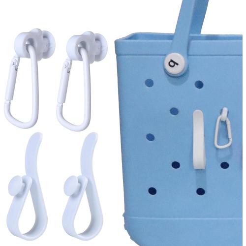 4Pcs Key Holder Set Charms for Bogg Bag,Insert Carabiners & Keychain Holders for Small & Large Beach Bags