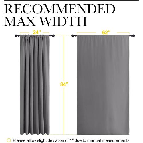 NICETOWN Blackout Curtain Panels for Window - Thermal Insulated Rod Pocket Blackout Drapes/Draperies for Dining Room (2 Panels, W62 x L84 inches, Grey)