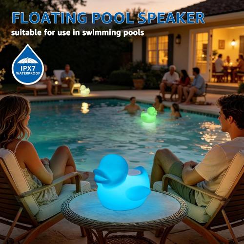 uuffoo Floating Pool Lights Speaker, LED Duck-Shaped Bluetooth Pool Speaker with Remote Control, IPX7 Waterproof Rechargeable Floating Speaker Light for Pool, Hot Tub, Patio and Outdoor Party
